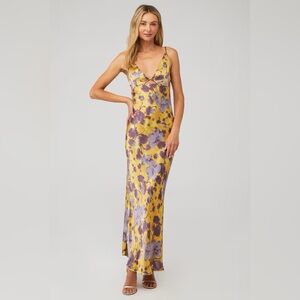 BEC + BRIDGE Yellow & Purple floral Indi Strappy Maxi Dress. US2. Worn once.